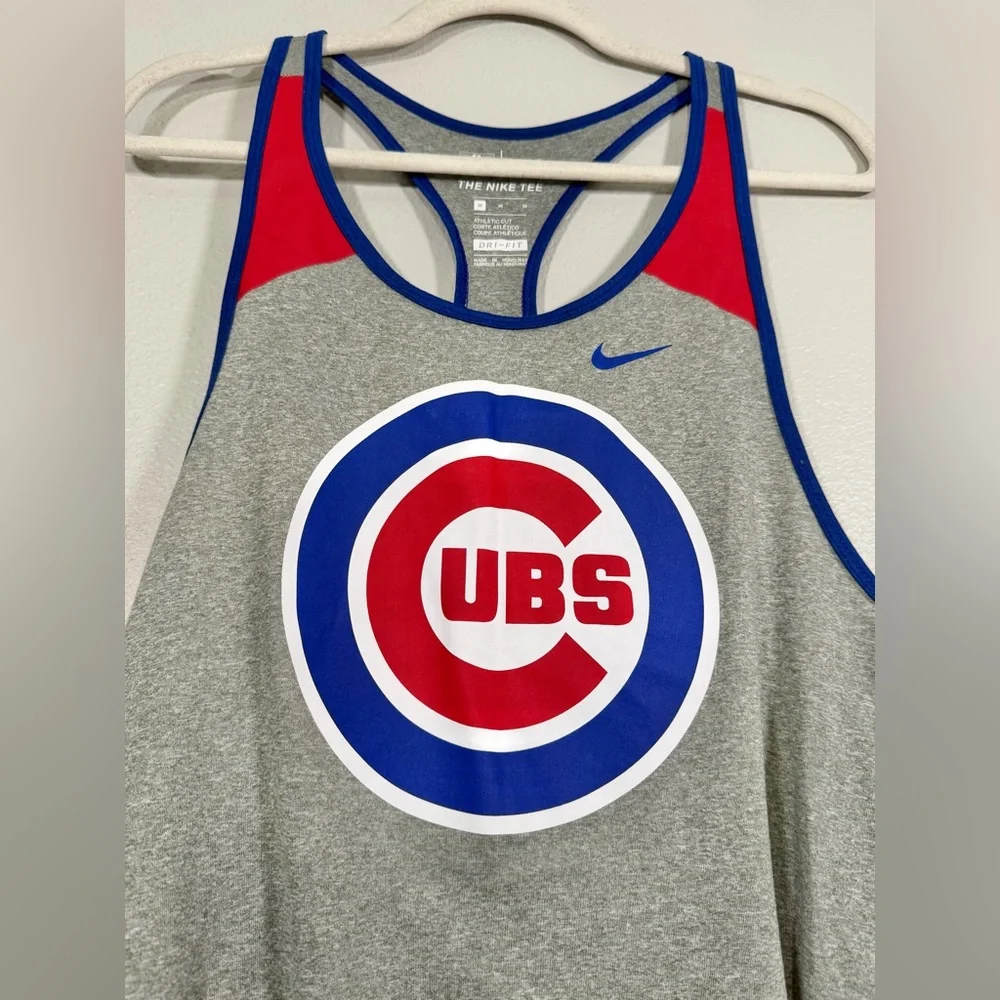 Nike Chicago Cubs Shirt Tank Top Racer Baseball MLB Gray Red Blue DRI Women M - Picture 3 of 6